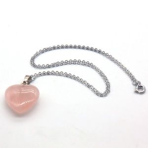 New! Rose Quartz Heart Pendant Necklace